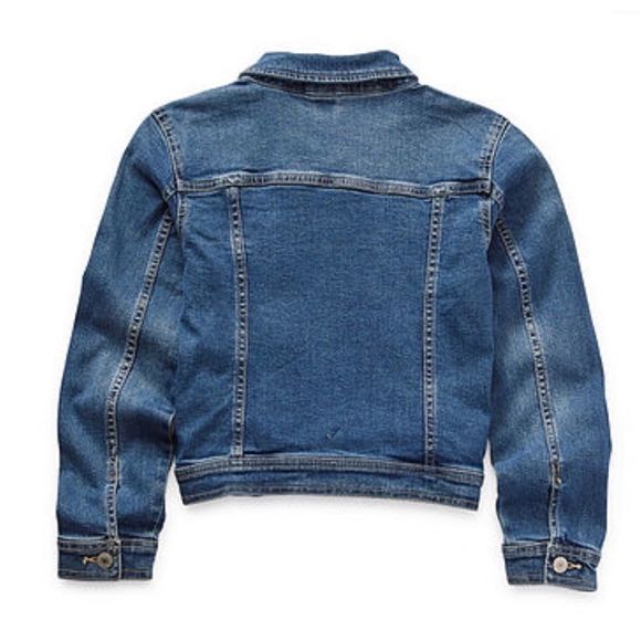 Arizona Jean Company Girls Button Closure Crop Denim Jean Jacket Size L 10/12 - Picture 2 of 12